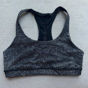 Lululemon Black White Dot Racerback Sports Bra Size 8